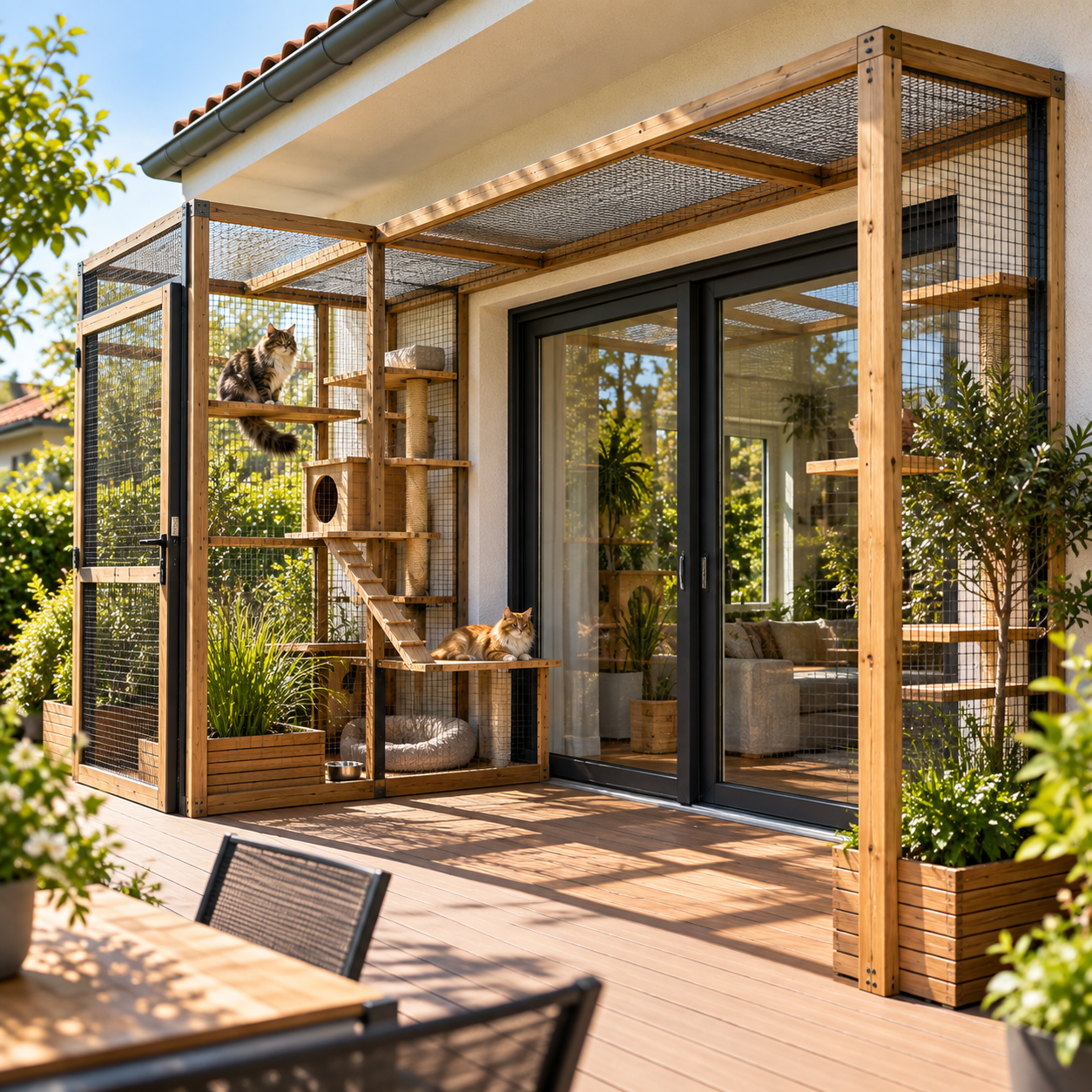 Catio personnalisé aménagé sur une terrasse